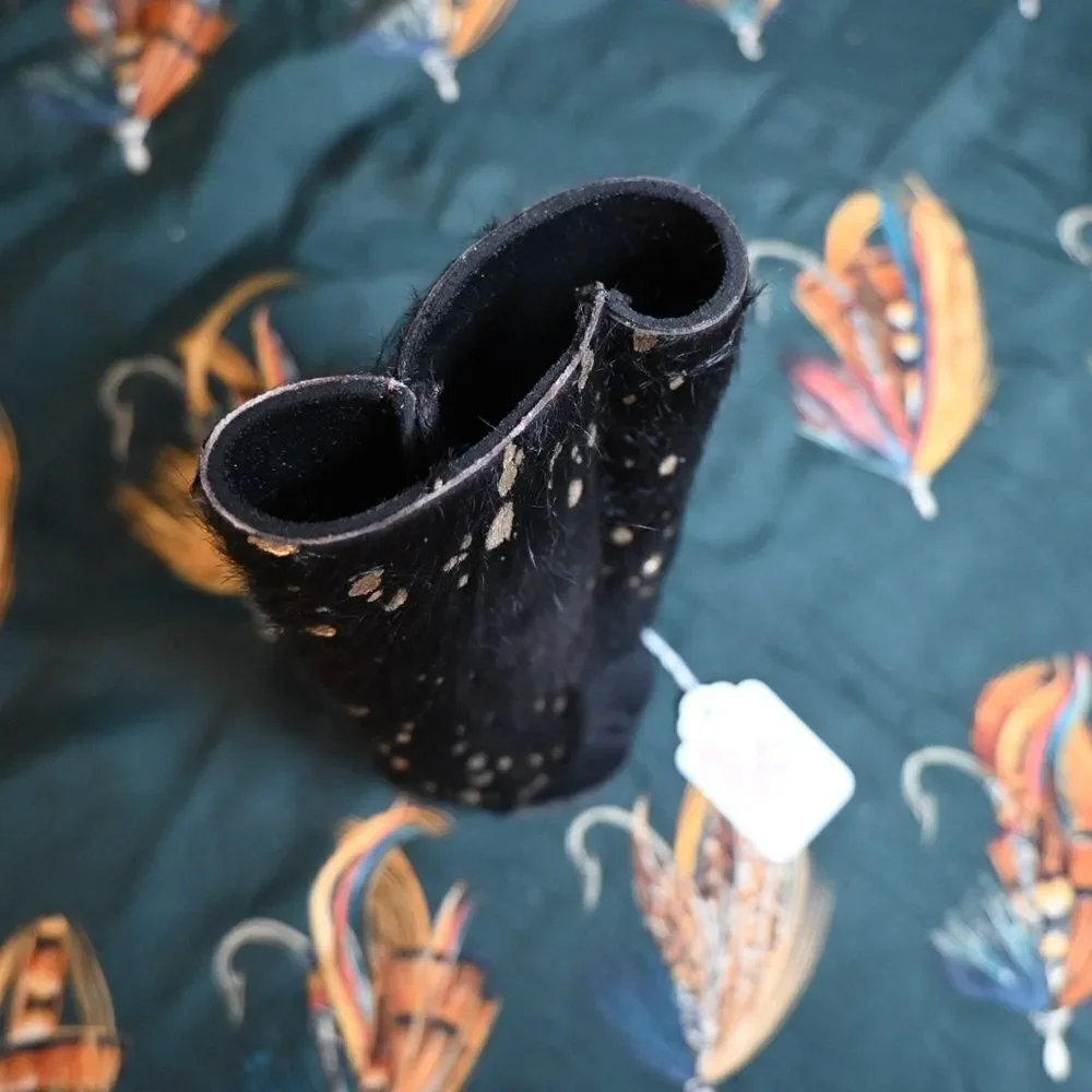 Showman Black and Gold Acid Wash Hair on Cowhide Slim Can Cooler